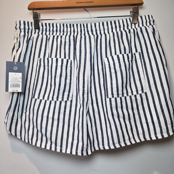 Universal Thread Cotton Striped Blue & White Boho Chic Shorts Large - Picture 2 of 5